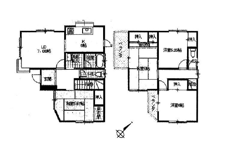 Floor plan. 13.8 million yen, 4LDK, Land area 129.05 sq m , Building area 89.01 sq m