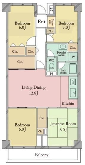 Floor plan. 4LDK, Price 16.8 million yen, Occupied area 83.52 sq m , Is a floor plan of the balcony area 9.1 sq m status quo. But is a condition that can continue to use it, The customers in your budget can afford we will propose a reform plan by the Company to suggestions. Although the placement of the current situation is to follow generally, It is more waste with no plan.