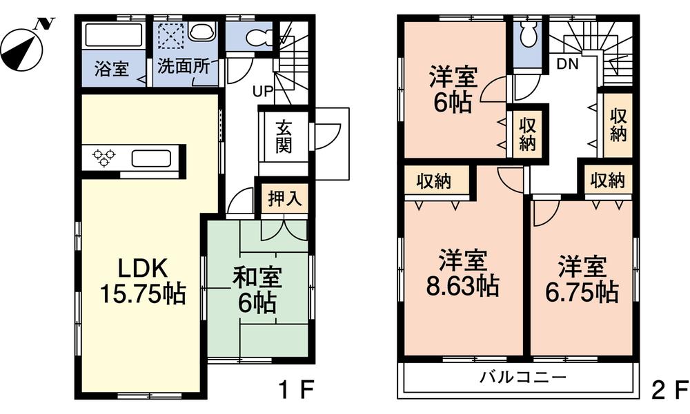 Floor plan. (Building 2), Price 23.8 million yen, 4LDK, Land area 174.21 sq m , Building area 105.16 sq m