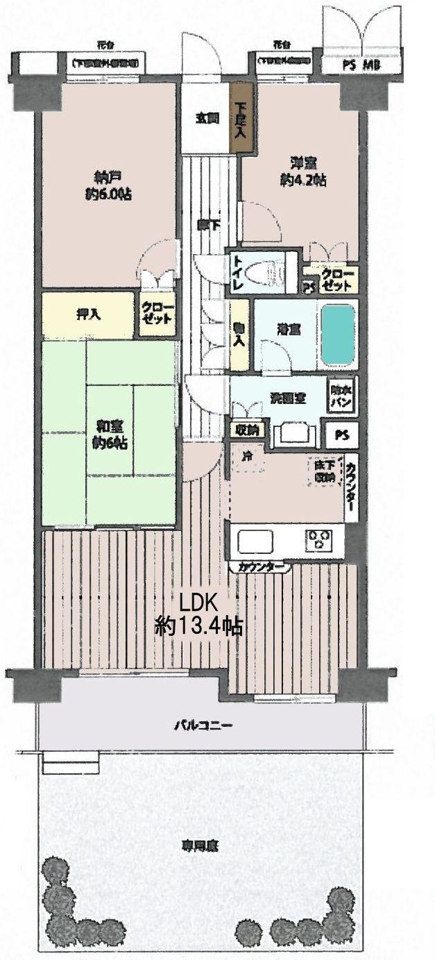 Floor plan. 2LDK + S (storeroom), Price 19.9 million yen, Occupied area 65.97 sq m , Balcony area 7.83 sq m floor plan