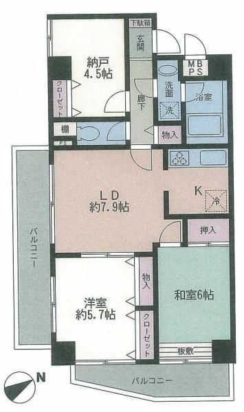 Floor plan. 2LDK+S, Price 17 million yen, Occupied area 60.06 sq m , Balcony area 13.21 sq m
