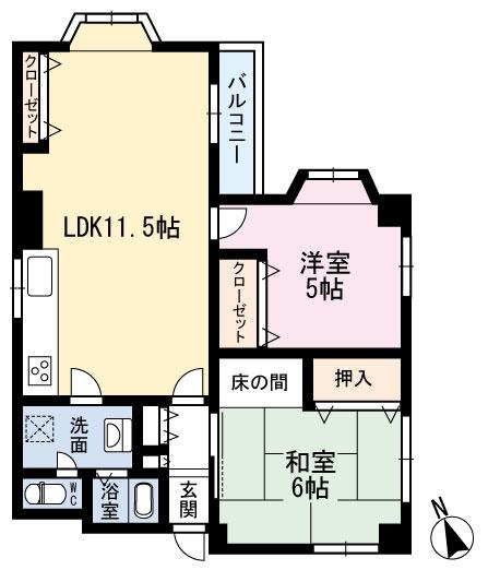 Floor plan. 2LDK, Price 13.3 million yen, Occupied area 56.02 sq m , Balcony area 3 sq m is a good 2LDK of the floor plan of the usability!
