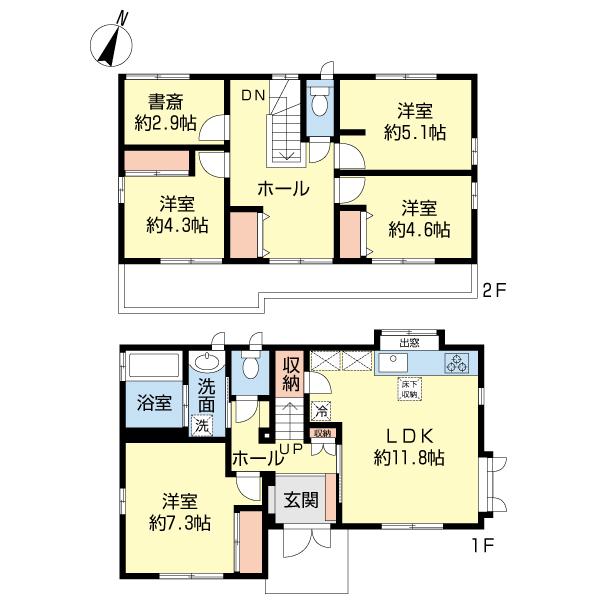 Floor plan. 19,400,000 yen, 4LDK, Land area 120.74 sq m , Building area 95.39 sq m