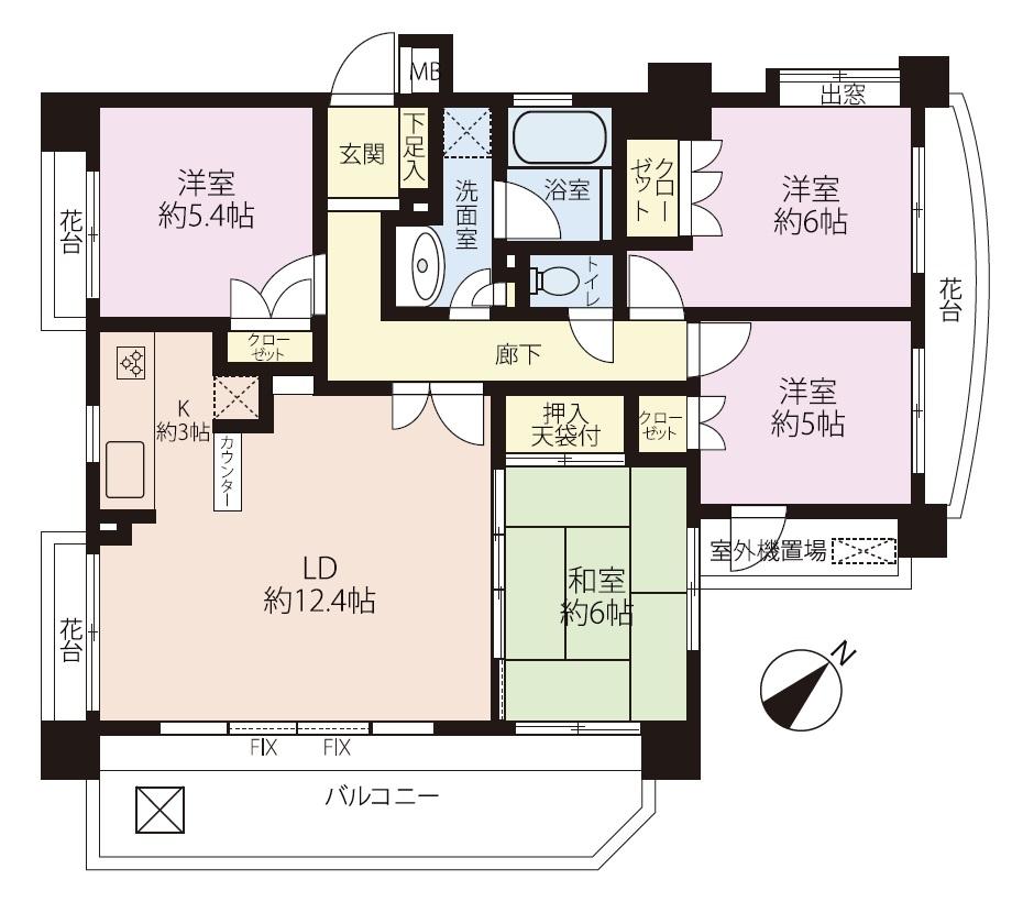 Floor plan. 4LDK, Price 35,800,000 yen, Occupied area 83.08 sq m , Spacious 4LDK of balcony area 12.51 sq m southeast angle dwelling unit "no upper floor" 83.08 sq m