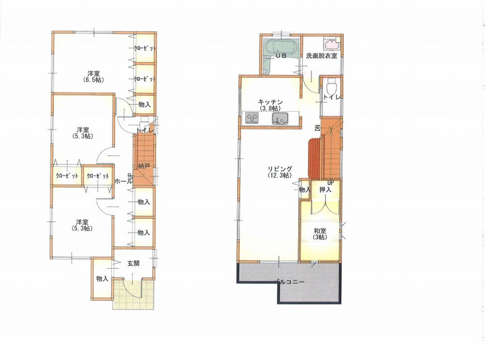 Floor plan. 44,800,000 yen, 4LDK, Land area 96.24 sq m , Building area 92.56 sq m