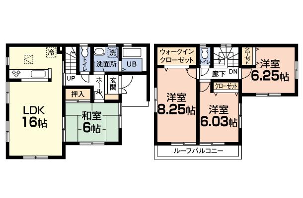 Floor plan. (Building 2), Price 31,800,000 yen, 4LDK+S, Land area 127.39 sq m , Building area 99.36 sq m