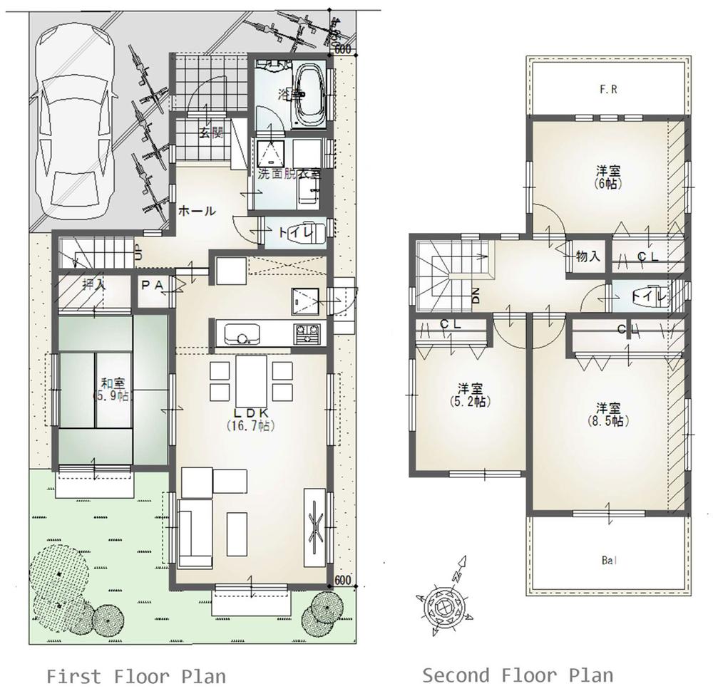 Building plan example (floor plan). Building plan example (2 compartment PLAN2) 4LDK, Land price 19,800,000 yen, Land area 110.49 sq m , Building price 17 million yen, Building area 104.83 sq m