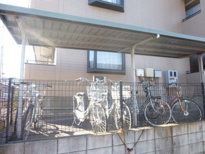 Other common areas. Bicycle parking lot with a roof