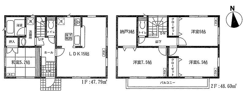 Floor plan. 37,800,000 yen, 4LDK + S (storeroom), Land area 136.53 sq m , Building area 96.39 sq m