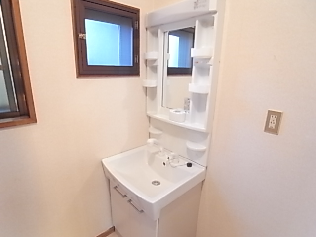 Washroom. Clean wash basin With shampoo dresser