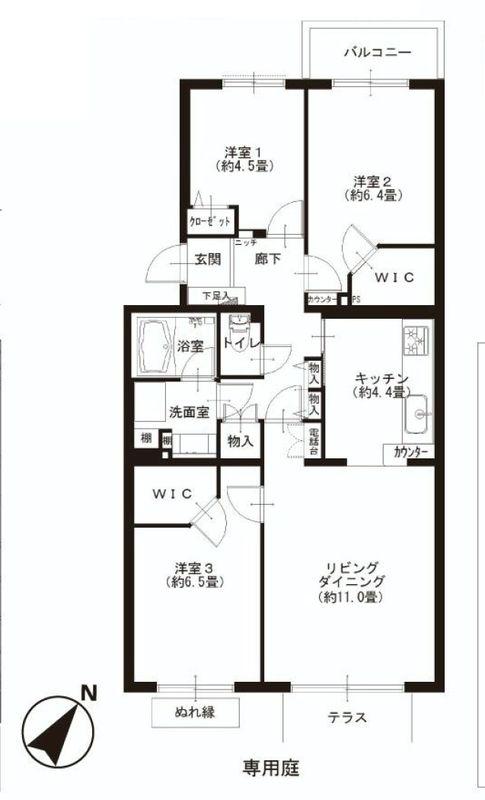 Floor plan. 3LDK, Price 21,400,000 yen, Occupied area 75.14 sq m floor plan