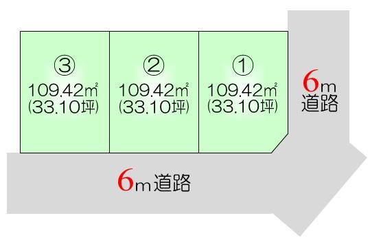 Building plan example (Perth ・ appearance).  [Compartment Figure] : South 6m ・ West 6m road. 