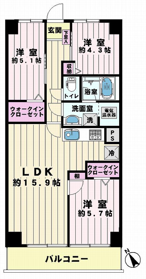 Floor plan. 3LDK, Price 17,900,000 yen, Footprint 72 sq m , Balcony area 8.4 sq m