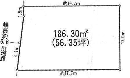 Compartment figure. Land price 11.8 million yen, Land area 186.3 sq m