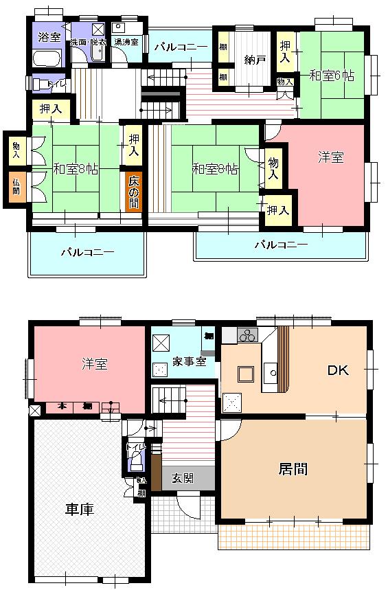 Floor plan. 29,800,000 yen, 5LDK + S (storeroom), Land area 198 sq m , Building area 191.4 sq m