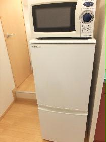 Kitchen. Microwave 2-door type of fridge