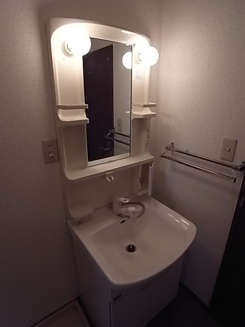 Washroom. It has a separate wash basin of shampoo dresser. . 