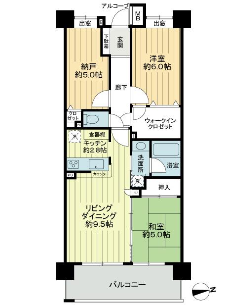 Floor plan. 2LDK + S (storeroom), Price 25,800,000 yen, Occupied area 66.41 sq m , Balcony area 10.1 sq m site (November 2013) Shooting