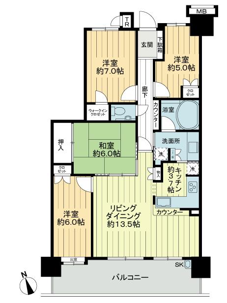 Floor plan. 4LDK, Price 35,800,000 yen, Occupied area 90.53 sq m , Balcony area 16 sq m south-facing, 4LDK! It is use it in very polite.