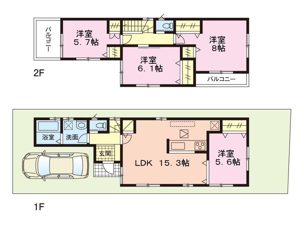 Building plan example (Perth ・ Introspection). Building plan example (No. 1 place) building price 15 million yen, Building area 95.01 sq m