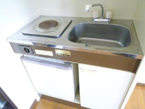 Kitchen. With a mini fridge.