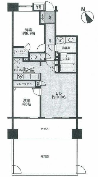 Floor plan. 2LDK, Price 19.5 million yen, Occupied area 60.53 sq m