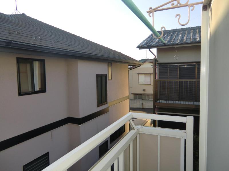 Balcony. It's quiet because it is located in a residential area