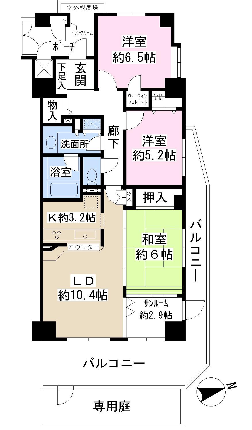 Floor plan. 3LDK + S (storeroom), Price 30,700,000 yen, Occupied area 79.57 sq m , Balcony area 22.1 sq m