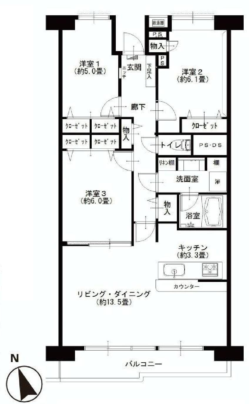 Floor plan. 3LDK, Price 22,900,000 yen, Occupied area 77.75 sq m , Balcony area 6.68 sq m