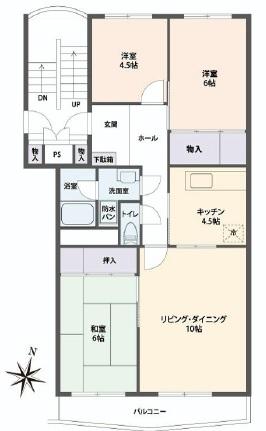 Floor plan. 3LDK, Price 8.8 million yen, Occupied area 73.32 sq m , Balcony area 7.26 sq m