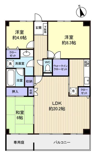 Floor plan. 3LDK+S, Price 15 million yen, Occupied area 80.79 sq m , Balcony area 10.6 sq m Floor: spacious space of 26.2 quires in conjunction with the Japanese-style room