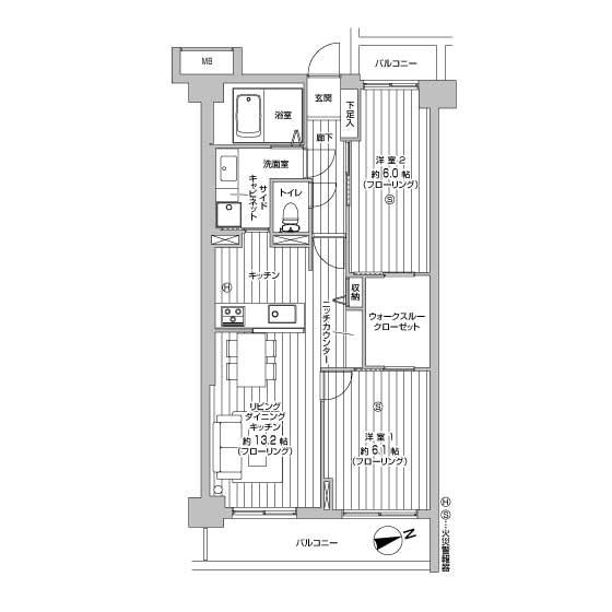 Floor plan. 2LDK + S (storeroom), Price 20.5 million yen, Footprint 77.4 sq m , Balcony area 8.99 sq m