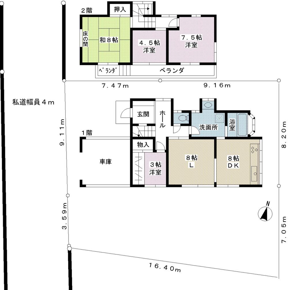 Floor plan. 15.9 million yen, 4LDK, Land area 231.46 sq m , Shelf book can be stored has been equipped in the building area 104.24 sq m 16 quires of LDK. Because there is a garden on the south side, Day is good.