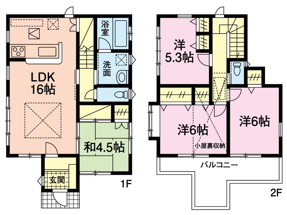 39,800,000 yen, 4LDK, Land area 132 sq m , Building area 92.74 sq m is a very easy-to-use floor plan.