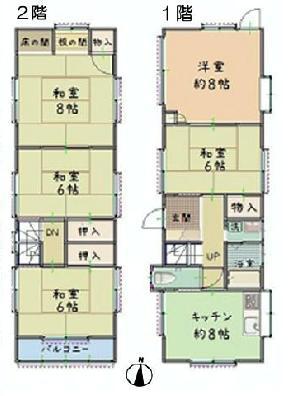 Floor plan. 6,980,000 yen, 5DK, Land area 83.66 sq m , Building area 93.36 sq m