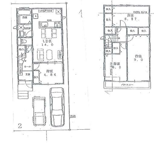 Floor plan. (Building 2), Price 21,800,000 yen, 4LDK, Land area 102.42 sq m , Building area 96.05 sq m