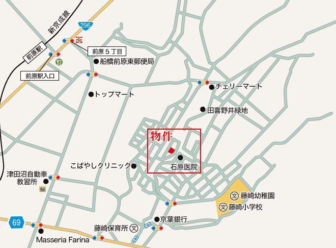 Local guide map. Car navigation input: Funabashi City Maiharahigashi near 6-33