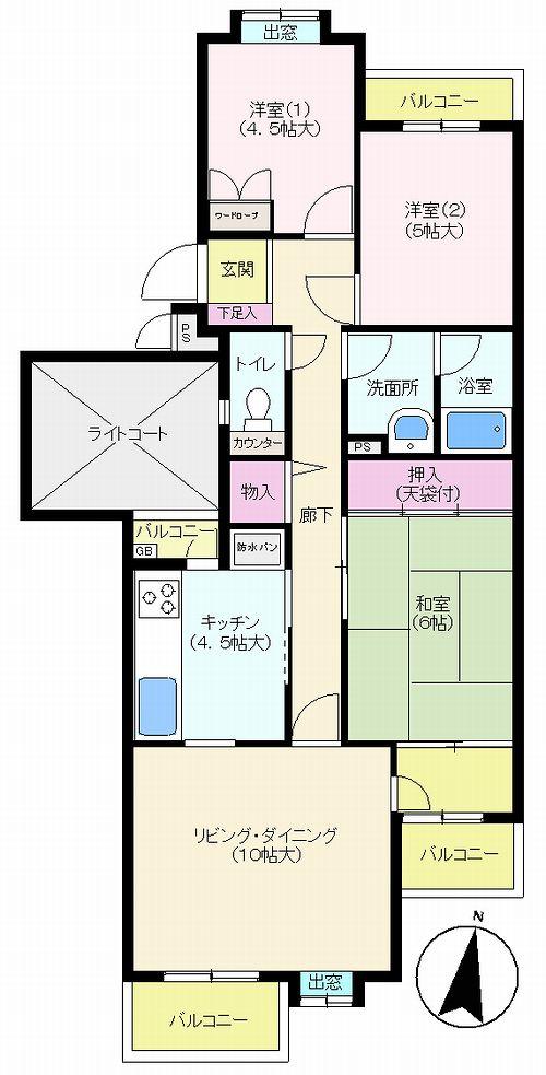 Floor plan. 3LDK, Price 9.9 million yen, Occupied area 73.87 sq m , Balcony area 8.99 sq m