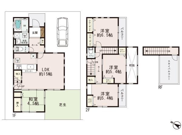 Floor plan. (A Building), Price 28,400,000 yen, 4LDK, Land area 102.95 sq m , Building area 98.81 sq m