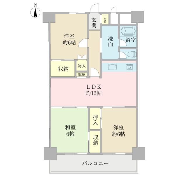 Floor plan. 3LDK, Price 17.3 million yen, Occupied area 63.98 sq m , Balcony area 6.93 sq m