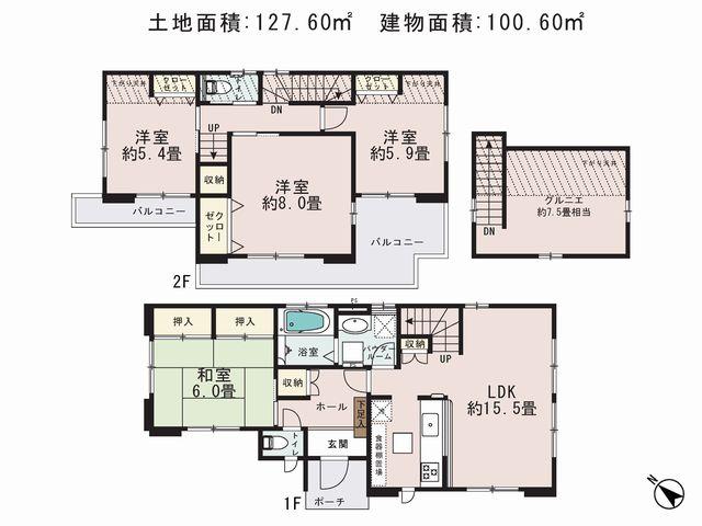 Floor plan. (12 Building), Price 30,800,000 yen, 4LDK, Land area 127.6 sq m , Building area 100.6 sq m