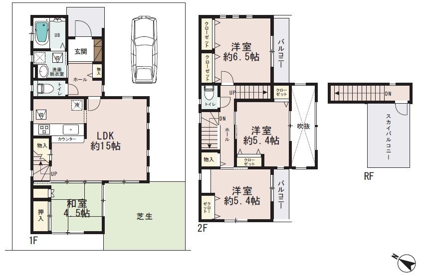 Floor plan. 28,400,000 yen, 4LDK, Land area 102.95 sq m , In easy-to-use leads to the building area 98.81 sq m actually visit, Family will be face-to-face every day in the living room in the stairs.