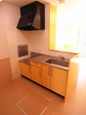 Kitchen. It is a cute kitchen yellow!