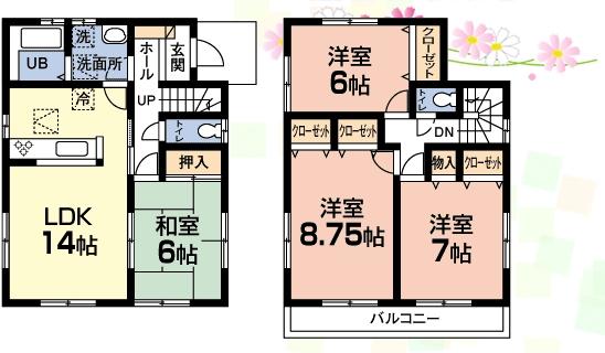 Floor plan. 20,900,000 yen, 4LDK, Land area 128.74 sq m , Building area 99.36 sq m
