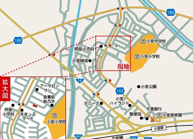 Local guide map. Car navigation input is Funabashi City Komuro-cho, 3071