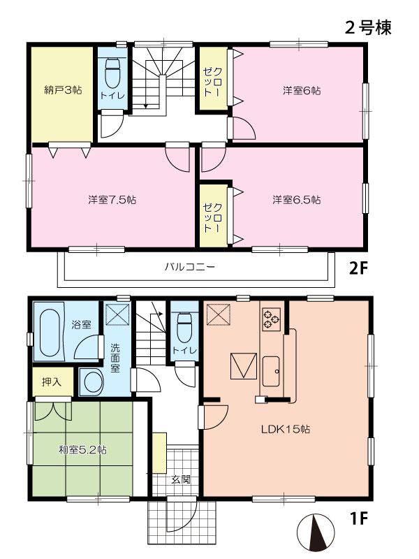 Floor plan. 34,800,000 yen, 4LDK, Land area 136.53 sq m , Building area 96.39 sq m