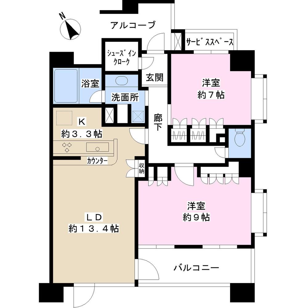 Floor plan. 2LDK, Price 30,200,000 yen, Occupied area 75.99 sq m , Balcony area 6.9 sq m