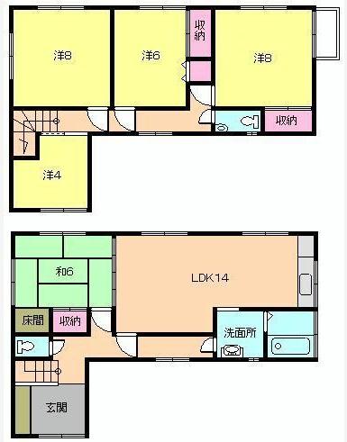 Floor plan. 9.5 million yen, 4LDK+S, Land area 95.45 sq m , Building area 111.78 sq m