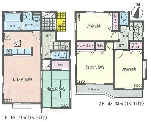 Floor plan. (3 Building), Price 23.8 million yen, 4LDK, Land area 165.3 sq m , Building area 96.05 sq m