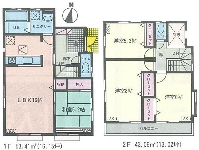 Floor plan. (8 Building), Price 23.8 million yen, 4LDK, Land area 155.9 sq m , Building area 96.47 sq m